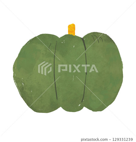 Watercolor green pumpkin illustration 129331239