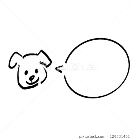 一隻狗與對話泡泡的鉛筆插圖 129331401