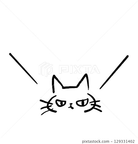 一隻貓與對話泡泡的鉛筆插圖 129331402