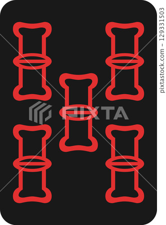 Black Mahjong tile icon: Red Five Sou 129331503