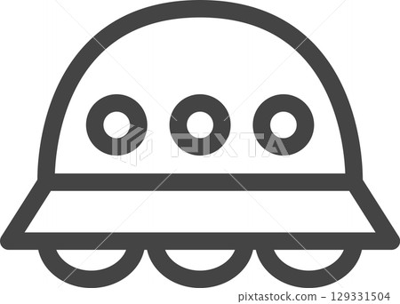 Line drawing vehicle related single icon UFO 129331504