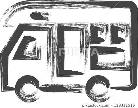 手繪車輛相關單圖示:露營車 手繪車輛相關單圖示:露營車 129331519