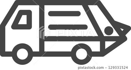 線條畫車輛相關單一圖示:垃圾車 線條畫車輛相關單一圖示:垃圾車 129331524