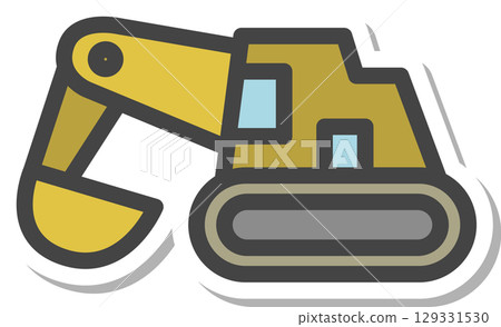 貼紙車輛相關單一圖示挖掘機 129331530
