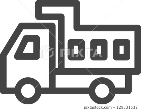 線條畫車輛相關單一圖示：自卸卡車 129331532