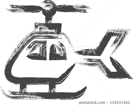 Brush-drawn vehicle-related single icon: Helicopter 129331562