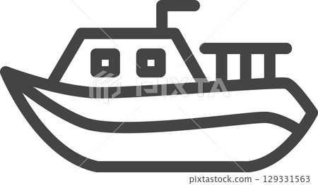 線條畫車輛相關單一圖示：船 129331563