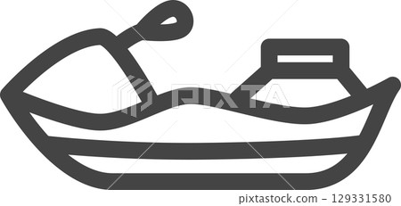 Line drawing vehicle-related single icon: Race boat Line drawing vehicle-related single icon: Race boat 129331580