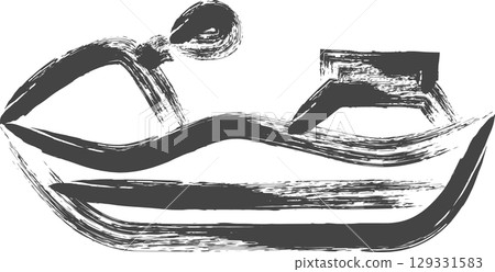 Brush-drawn vehicle-related single icon: Race boat Brush-drawn vehicle-related single icon: Race boat 129331583