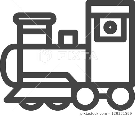 Line drawing vehicle related single icon: Locomotive Line drawing vehicle related single icon: Locomotive 129331599