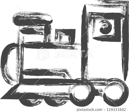 Brush-drawn vehicle-related single icon: Locomotive 129331602
