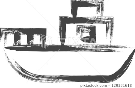 手繪車輛相關單圖示:漁船 手繪車輛相關單圖示:漁船 129331618