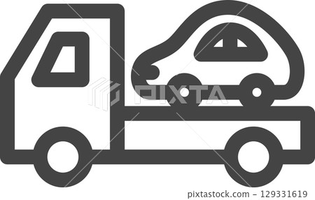 線條畫車輛相關單一圖示-牽引車 129331619