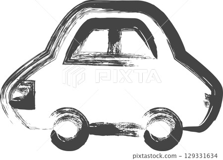 毛筆繪製的車輛相關單一圖示：汽車 129331634