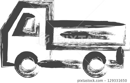 Brush-drawn vehicle-related single icon: Light truck 129331650