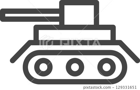 Line drawing vehicle related single icon: Tank 129331651