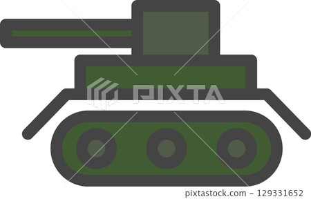 Color vehicle related single icon: Tank 129331652