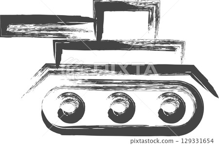 Brush-drawn vehicle-related single icon: Tank Brush-drawn vehicle-related single icon: Tank 129331654