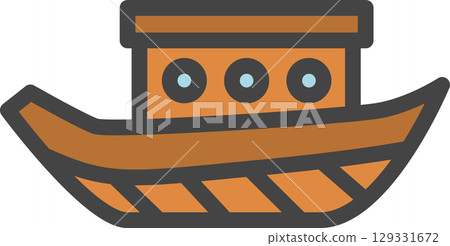 Color vehicle related single icon: Pleasure boat 129331672