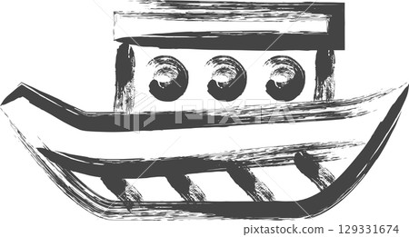 Brush-drawn vehicle-related single icon: Pleasure boat 129331674
