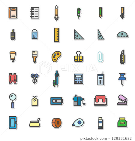 貼紙學校設備相關圖示集(無背景) 貼紙學校設備相關圖示集(無背景) 129331682