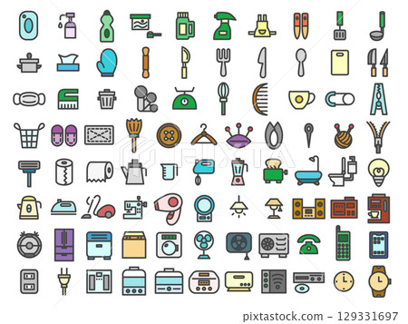 彩色家電相關圖示集 彩色家電相關圖示集 129331697