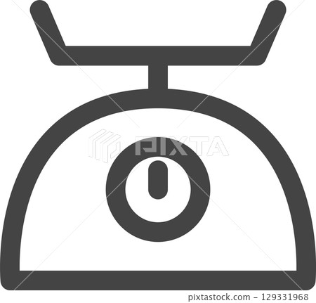 Line drawing household appliances related single icon: weighing scale Line drawing household appliances related single icon: weighing scale 129331968