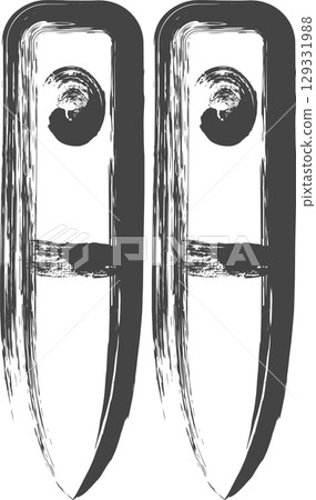 Brush writing household appliances related single icon: chopsticks Brush writing household appliances related single icon: chopsticks 129331988