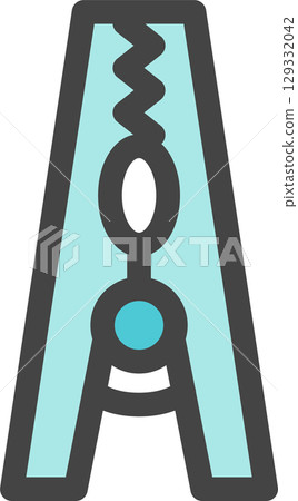Color household appliances related single icon: clothespins 129332042