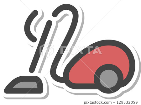 Stickers, household appliances, single icon, vacuum cleaner 129332059