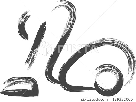 Brush-drawn household appliances related single icon: Vacuum cleaner 129332060
