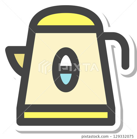 Stickers, household appliances, single icon, electric kettle Stickers, household appliances, single icon, electric kettle 129332075