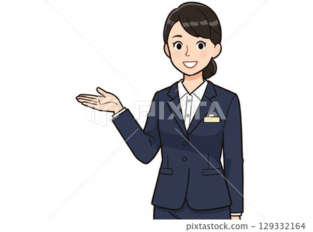 日本OL姿勢/微笑引導（白色背景，用於剪切） 129332164