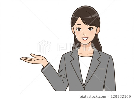 日本OL姿勢/微笑引導（白色背景，用於剪切） 129332169