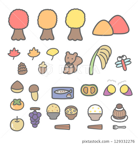 Heartwarming autumn illustration set 129332276