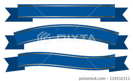 Ribbon heading title illustration Simple dark blue, traditional navy color 129332311