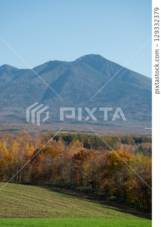 Forest and mountain peaks on a sunny autumn day Forest and mountain peaks on a sunny autumn day 129332379