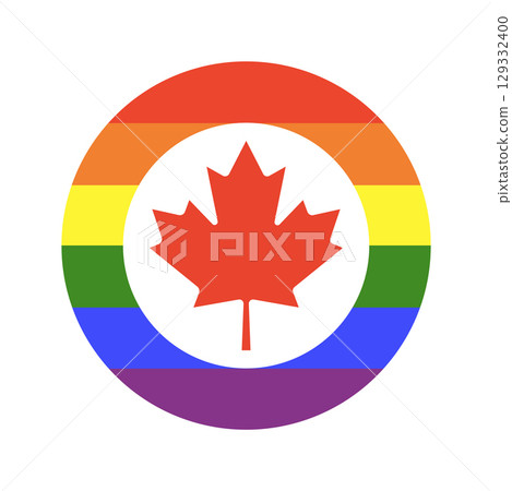 Canada LGBT rainbow flag. Pride circle symbol. Lesbian, gay sign isolated on a white background. 129332400