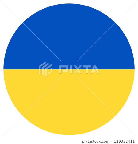 Round Ukrainian flag. Flag of Ukraine circle. National symbol. Round Ukrainian flag. Flag of Ukraine circle. National symbol. 129332411