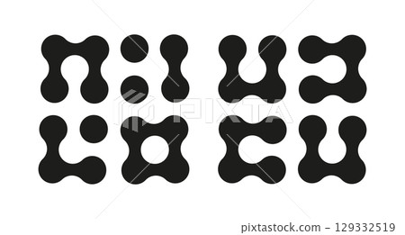 Metaball trendy icon. Connected dots minimalist sign. Integration abstract symbol. Circles simple pattern mockup. Point movement template. Connected blobs. Metaballs transition. Set of flat logotypes. Metaball trendy icon. Connected dots minimalist sign. Integration abstract symbol. Circles simple pattern mockup. Point movement template. Connected blobs. Metaballs transition. Set of flat logotypes. 129332519