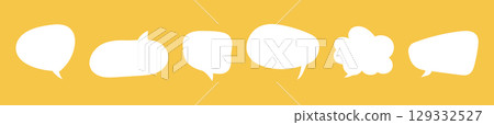 Speech bubbles for text set. Chatting symbol, template. Message balloons, stickers, social media chat box. Doodle style forms. Information, idea, speak sign, quote mockups, dialogue minimalist frames 129332527
