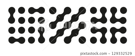 Metaball minimalist icons. Connected dots signs. Integration abstract symbol. Circles fluid graphic pattern. Point movement. Connected blobs. Metaballs transition. Organic shapes. Set of flat logos. Metaball minimalist icons. Connected dots signs. Integration abstract symbol. Circles fluid graphic pattern. Point movement. Connected blobs. Metaballs transition. Organic shapes. Set of flat logos. 129332529