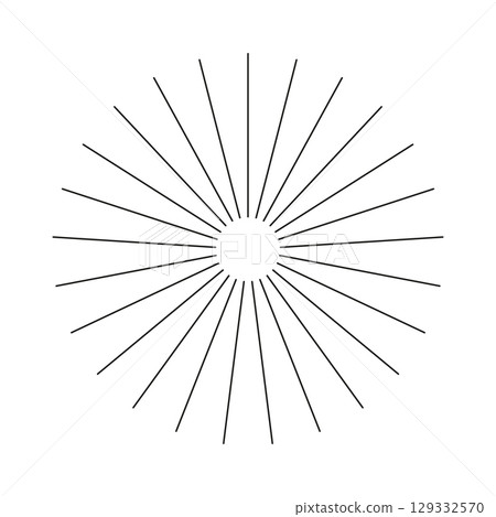 Radial circle lines. Spokes with radiating stripes. Abstract illusion geometric black shape. Circular lines icon. Symbol of Sun star rays. Flat design simple element.  129332570
