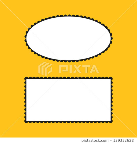 Scalloped trendy frames. Rectangle, ellipse minimalist shapes backgrounds. Labels, stickers, stamps, crackers, coupons, forms. Flower silhouette lace backdrop. Scalloped trendy frames. Rectangle, ellipse minimalist shapes backgrounds. Labels, stickers, stamps, crackers, coupons, forms. Flower silhouette lace backdrop. 129332628