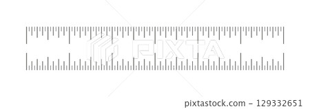 6 inches measuring tool. Scale for ruler in inches. Length measurement math, distance, height. Inches measuring scale. Metrics indicator inch. Sewing tool.  129332651