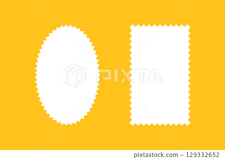 Postage stamp mockup frames. Borders, backdrops for postcards, letters. Set of white blank circle, rectangular vintage stamp. Tags, labels, coupons, sticker, mail, curvy, wiggly, wavy perforated edges Postage stamp mockup frames. Borders, backdrops for postcards, letters. Set of white blank circle, rectangular vintage stamp. Tags, labels, coupons, sticker, mail, curvy, wiggly, wavy perforated edges 129332652