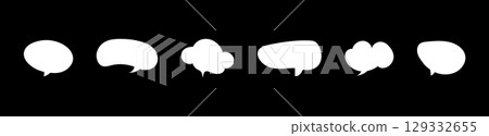 Speech bubbles pattern for text. Message balloons, stickers, social media chat box mockup. Chatting symbol, template. Doodle style. Information icon, idea, speak sign, quote mockups, dialogue frame. 129332655