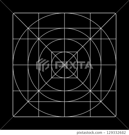 Guide, sizing for application logo design. App icon size minimalist template. Blank, white grid for web or mobile system app. Icon grid on black background. Guide, sizing for application logo design. App icon size minimalist template. Blank, white grid for web or mobile system app. Icon grid on black background. 129332682