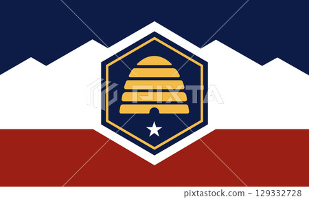 Utah flag. Official colors, proportions. Flag of state Utah. Utah flag. Official colors, proportions. Flag of state Utah. 129332728