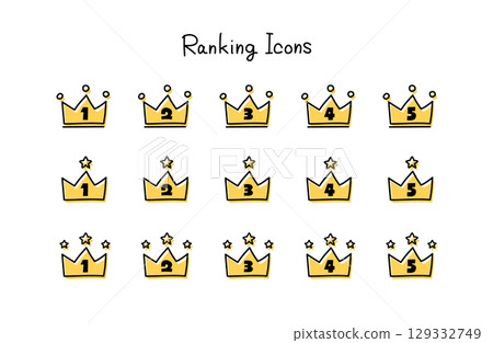 Crown ranking icon set 129332749